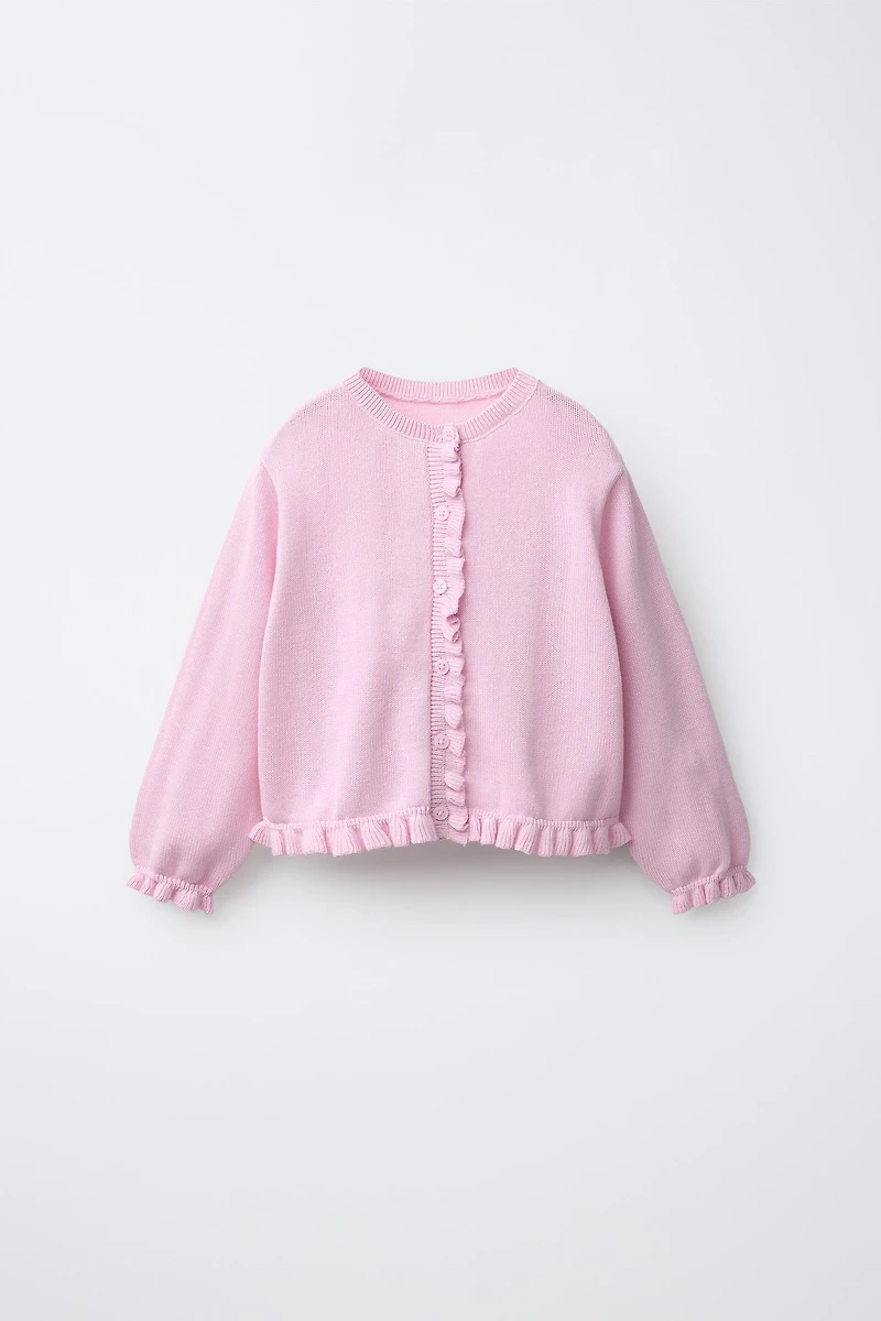 RUFFLED KNIT CARDIGAN