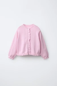 RUFFLED KNIT CARDIGAN