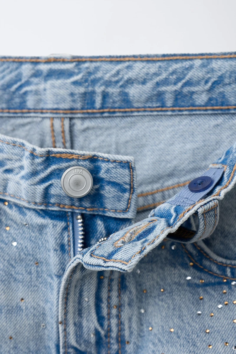 RHINESTONE BARREL JEANS