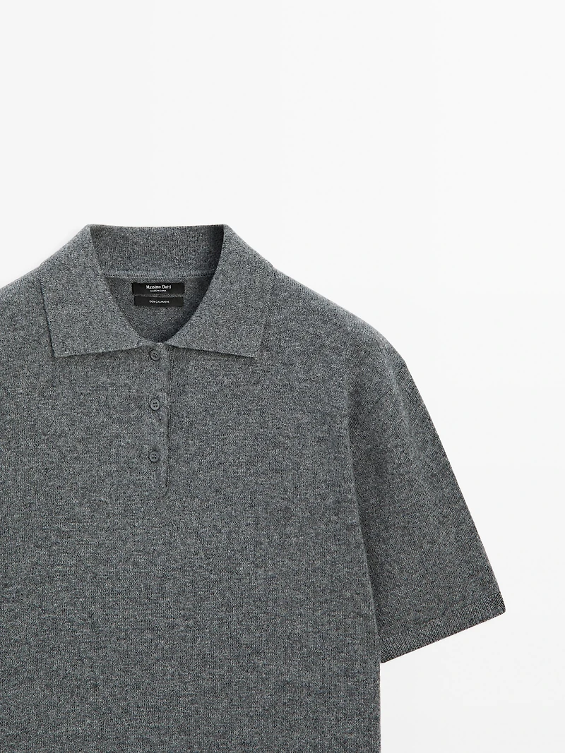 100% cashmere knit short sleeve sweater