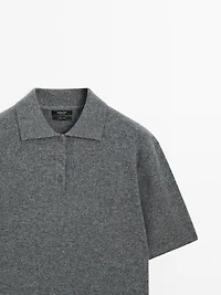 100% cashmere knit short sleeve sweater