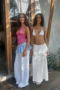 STRAIGHT LEG RUFFLE PANTS