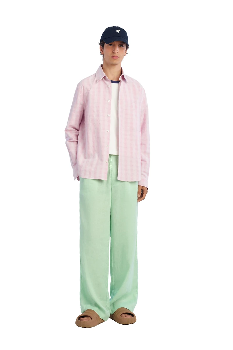 COTTON - LINEN PLAID SHIRT