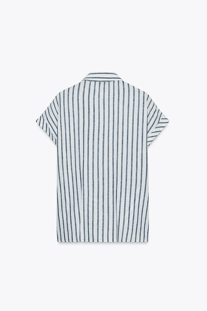 KNOTTED STRIPED LINEN SHIRT