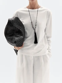 Nappa leather woven maxi tote bag