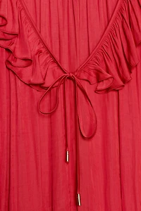 BLOUSE SATINÉE À VOLANTS ET ÉPAULETTES