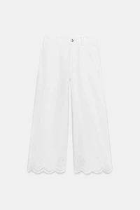 JUPE-CULOTTE À BRODERIES PERFORÉES