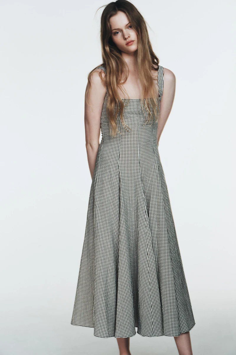 ROBE MI-LONGUE À CARREAUX VICHY