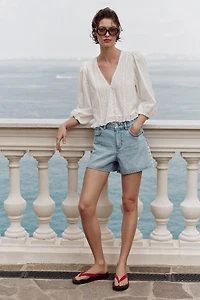 EMBROIDERED EYELET BLOUSE