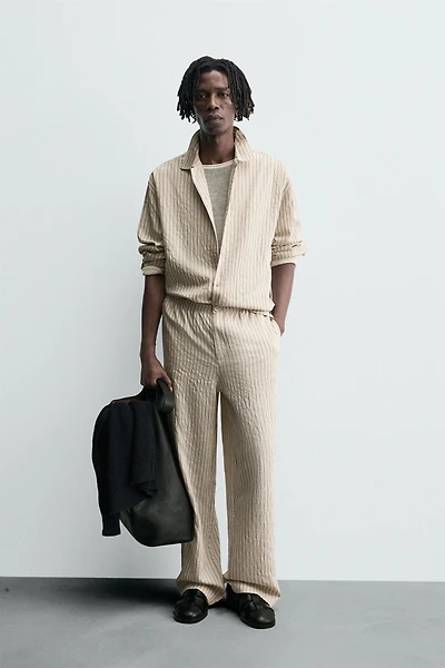 FLOWY WRINKLED EFFECT STRIPED SHIRT
