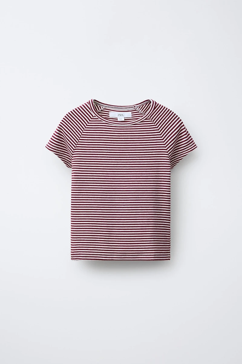 RAGLAN SLEEVE T-SHIRT WITH MODAL STRIPES