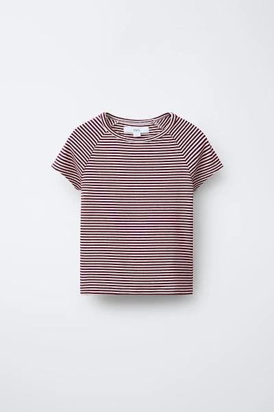 RAGLAN SLEEVE T-SHIRT WITH MODAL STRIPES