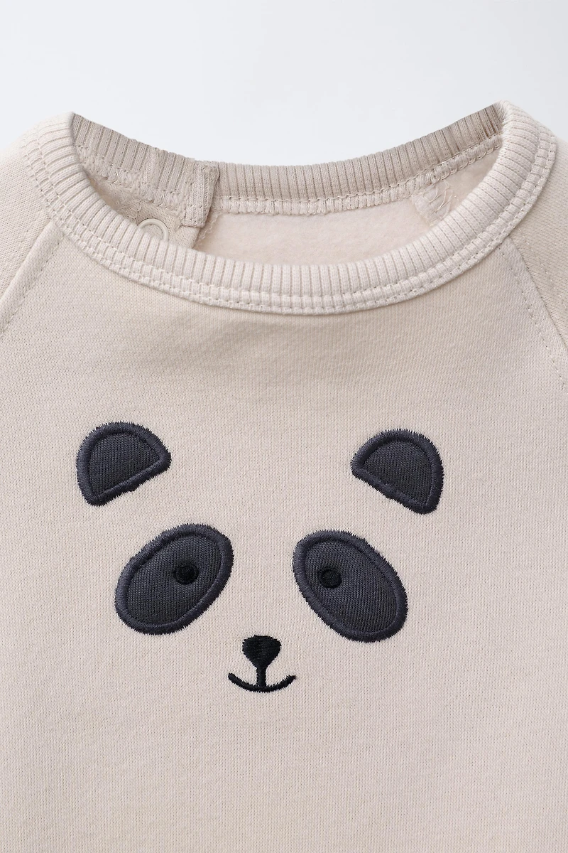 EMBROIDERED BEAR PLUSH JUMPSUIT