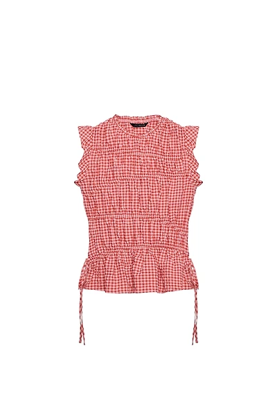 GINGHAM RUCHED TOP