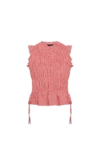 GINGHAM RUCHED TOP