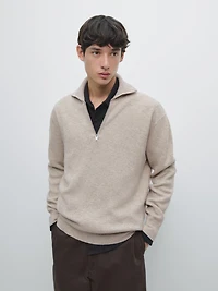 Mock neck knit sweater with zip