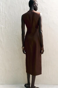 ROBE MIDI EN CRÊPE AVEC CEINTURE