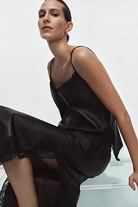 100% LEATHER LACE SKIRT ZW COLLECTION LIMITED EDITION