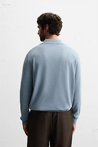 COTTON BLEND KNIT POLO SHIRT
