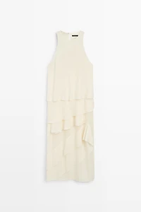Flowing midi dress with ruffles
