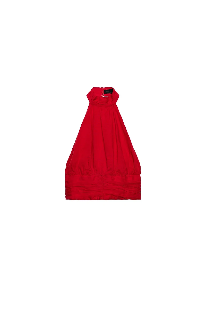 TOP HALTER AVEC LACET ARRIÈRE ET LIN