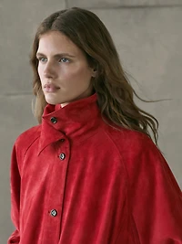 Blouson bomber en cuir et daim
