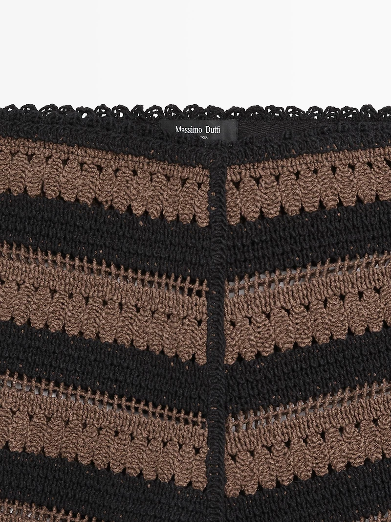 Striped cotton crochet shorts