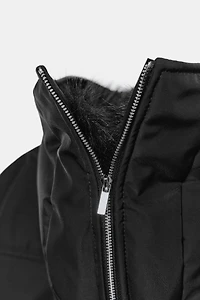 WATER REPELLENT WINDPROOF FAUX FUR HOODIE PUFFER JACKET