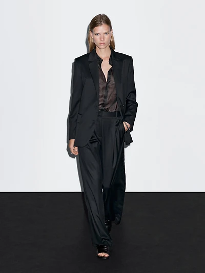 Pantalon plissé 100 % laine extra-fine