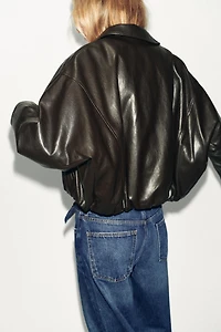 FAUX LEATHER BOMBER JACKET