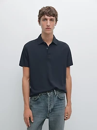 Cotton blend short sleeve polo shirt