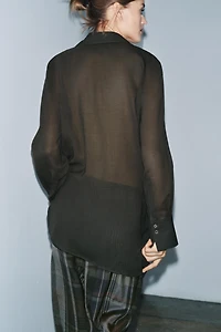 ASYMMETRIC WRAP WOOL BLEND TOP ZW COLLECTION