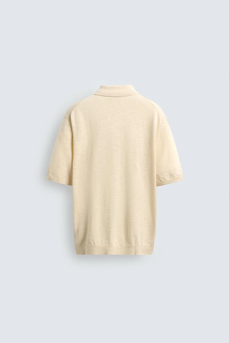 POLO EN MAILLE DE COTON ET LIN