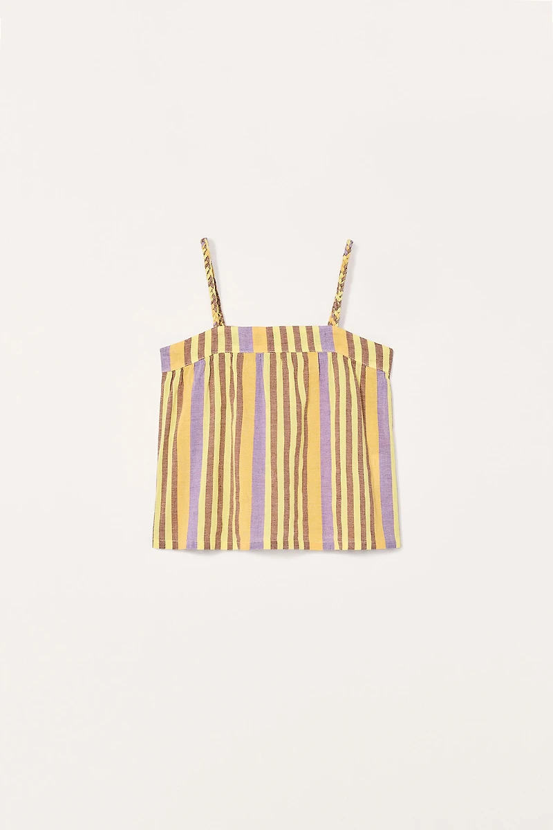 STRIPED COTTON LINEN TOP LIMITED EDITION
