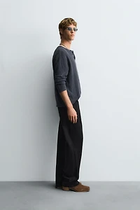 WASHED BUTTON NECK SWEATER