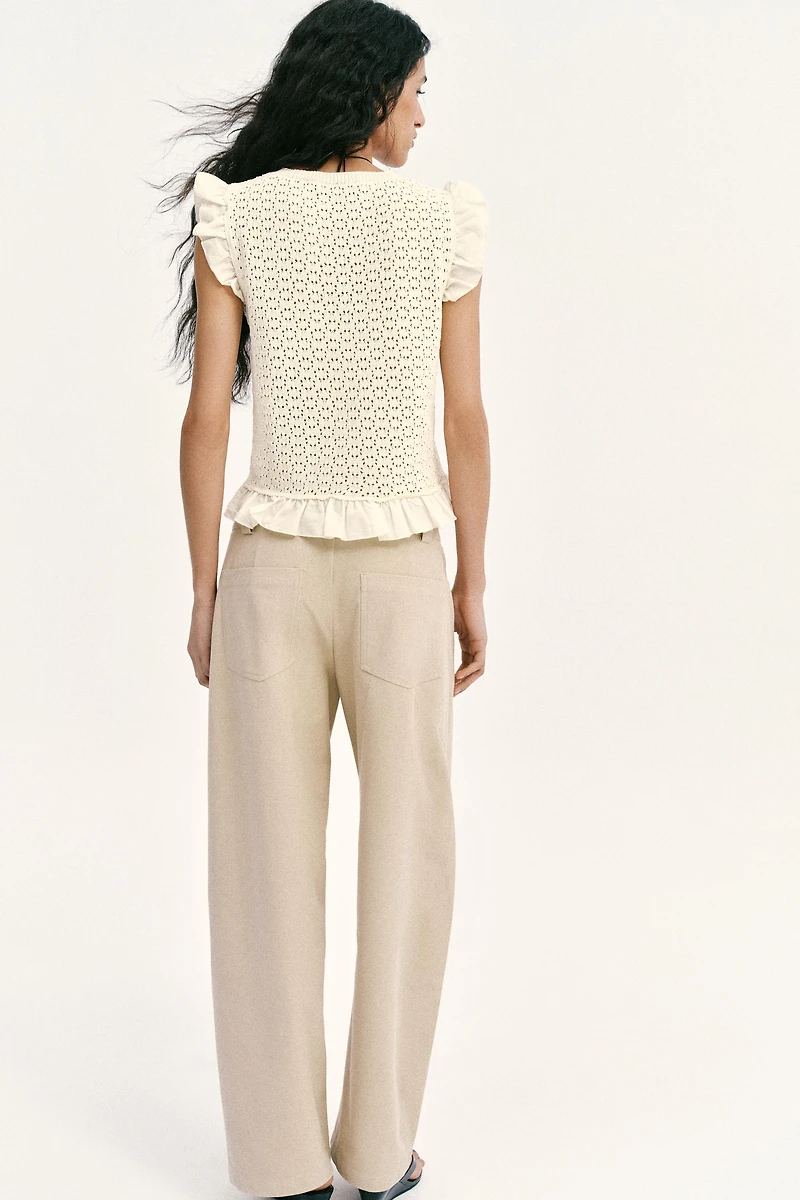 COMBINED POINTELLE KNIT TOP
