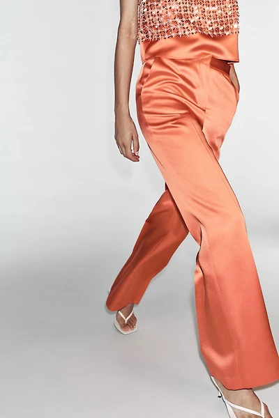 SATIN STRAIGHT-LEG TROUSERS