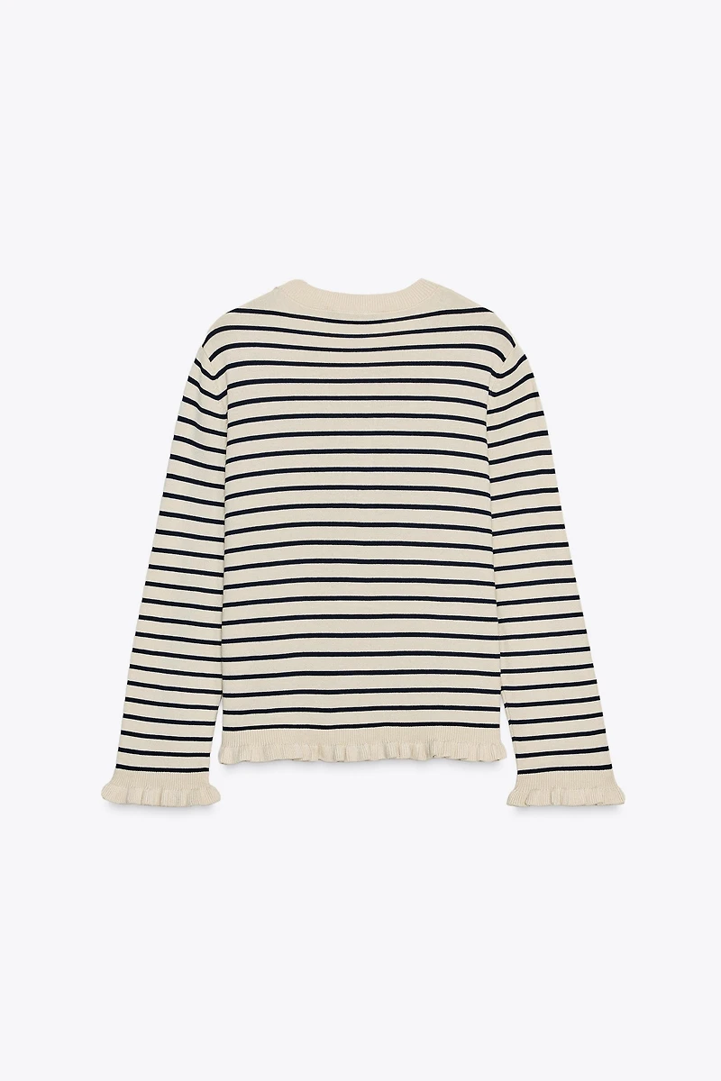 RUFFLED KNIT CARDIGAN