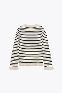 RUFFLED KNIT CARDIGAN