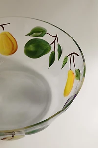 FRUIT PRINT GLASS SALAD BOWL