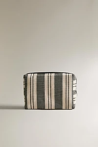 STRIPED WATERPROOF COTTON MAKEUP BAG