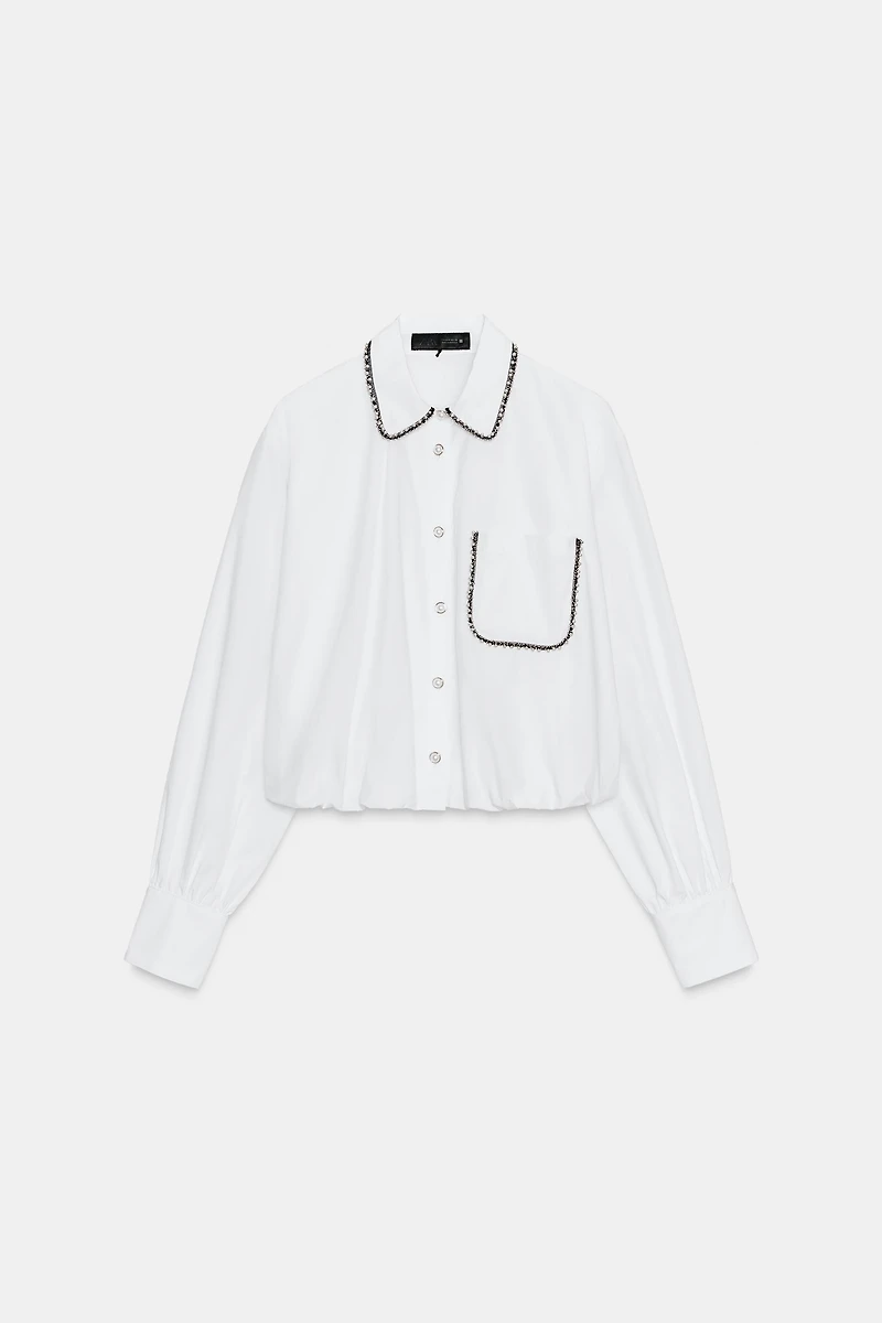 BEADED POPLIN SHIRT
