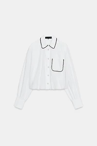 BEADED POPLIN SHIRT