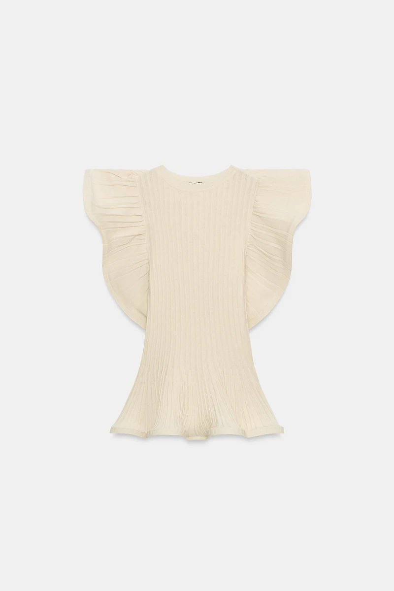 WAVY TRIM KNIT TOP