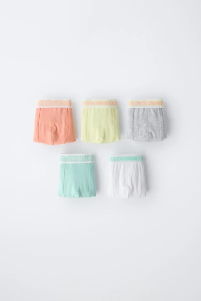 6-14 YEARS / FIVE-PACK OF TEXT BOXERS