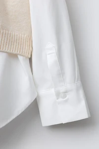 POPLIN SHIRT WITH KNIT VEST AND VELVET BOWS