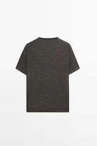 T-shirt en maille de laine mérinos mélangée