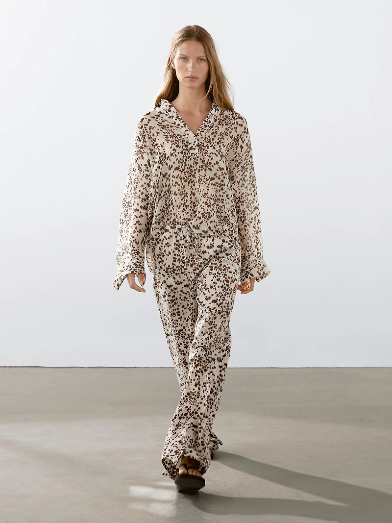 Animal print straight-leg trousers