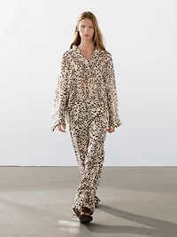 Animal print straight-leg trousers