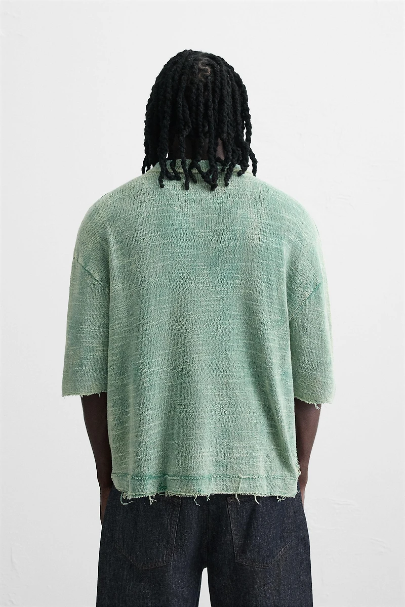 WASHED KNIT POLO SHIRT